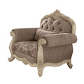 Acme 56022 Rosdorf park lorentz ragenardus antique white finish wood grey fabric tufted oversized accent chair