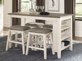 Timbre Two-Tone Antique White & Rosy Brown Counter Height Dining Table Set with Shelf 5-Pc – 5603WW-36-24-5PC