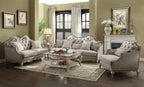 Acme 56050-51 2 pc One allium way taglieri chelmsford antique taupe finish wood beige fabric sofa and love seat set