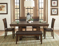 Homelegance 5614-72 6 pc Brim light rustic brown finish wood brown leatherette padded seats dining table set