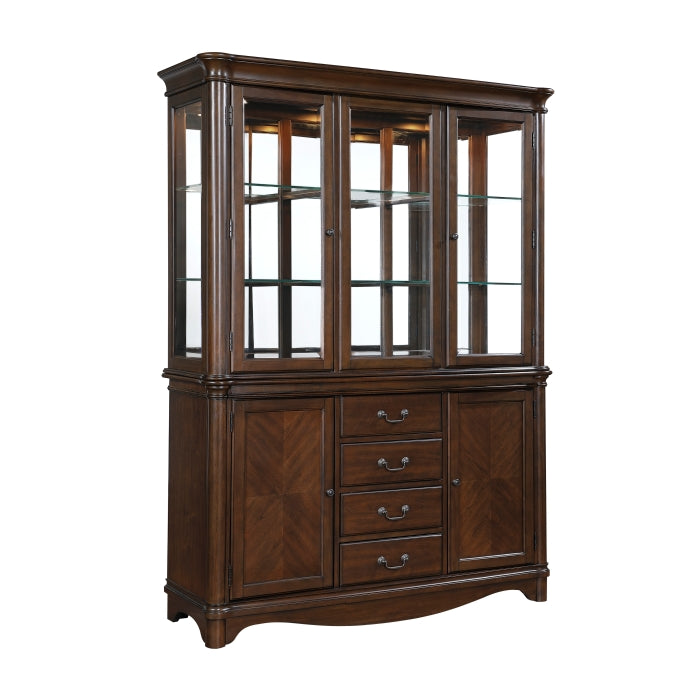 Homelegance 5615-50 2 pc Rexford cherry finish wood curio china cabinet hutch and buffet
