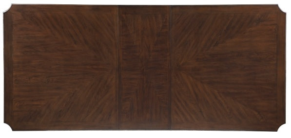 5615-96-7PC 7 pc Rexford cherry finish wood trestle base dining table set fabric seat and backs