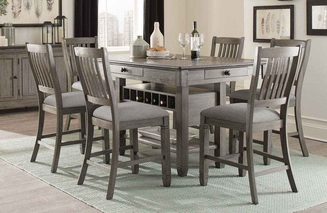 Homelegance 5627GY-36 7 pc Willow bend antique gray and coffee finish wood counter height dining table set
