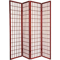 Asia Direct 566-4 World menagerie freese 4 panel rice paper center cherry finish room divider shoji screen
