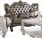 Acme 56820-21 2 pc Astoria grand bermuda versailles platinum finish wood tufted backs sofa and love seat
