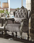 Acme 56847 Astoria grand bermuda versailles platinum finish wood velvet tufted backs oversized accent chair