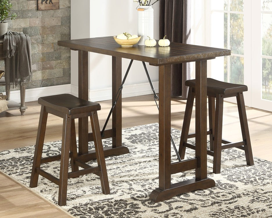 Homelegance 5686-32 3 pc Canora grey bracknell brown cherry finish wood counter height dining table set