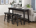 5687BLK-364P 4 pc Caspian black finish wood counter height dining table set farmhouse style