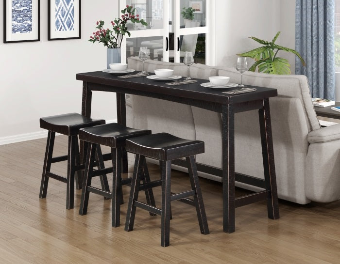5687BLK-364P 4 pc Caspian black finish wood counter height dining table set farmhouse style