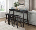 5687BLK-424P 4 pc Caspian black finish wood pub / bar height dining table set farmhouse style