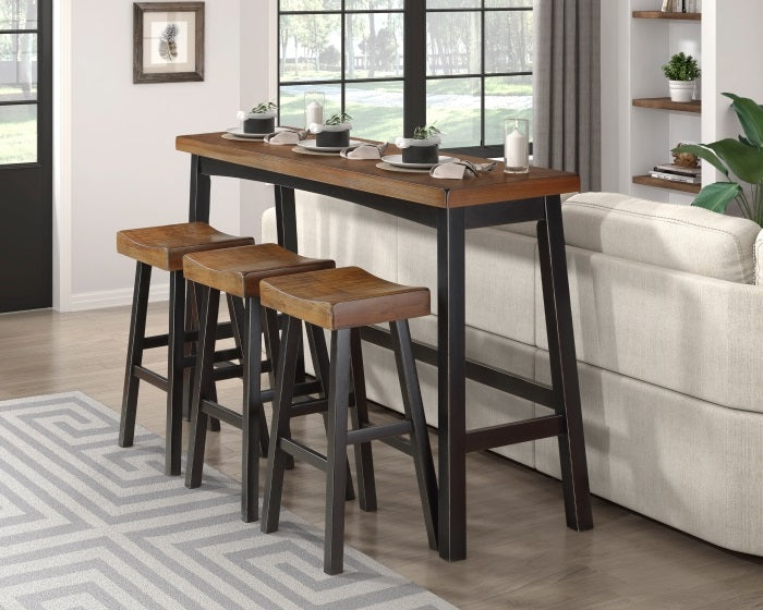 5687BTT-424P 4 pc Caspian black and brown finish wood pub / bar height dining table set farmhouse style