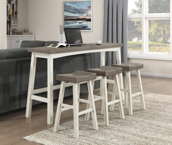 5687WTT-424P 4 pc Caspian white and coffee finish wood pub / bar height dining table set farmhouse style