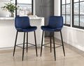 Homelegance 5695DBU-29  Set of 2 Nya black metal frame dark blue velvet diamond stitched upholstery barstools