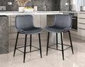 Homelegance 5695DGY-24  Set of 2 Nya black metal frame dark grey velvet diamond stitched upholstery counter height barstools