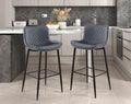 Homelegance 5695DGY-29  Set of 2 Nya black metal frame dark grey velvet diamond stitched upholstery barstools