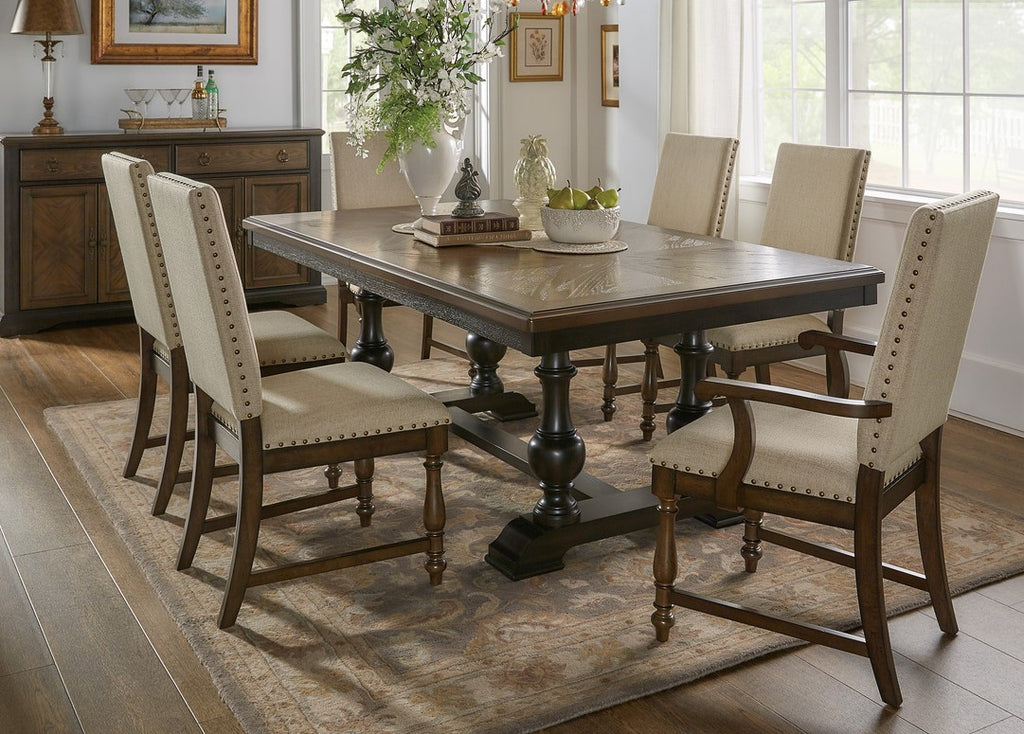 Homelegance 5703-104 7 pc Darby home co stonington charcoal brown finish wood dining table set