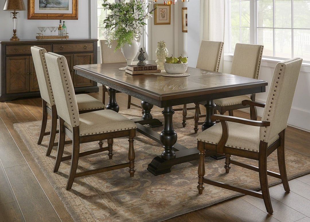 Homelegance 5703-104 7 pc Darby home co stonington charcoal brown finish wood dining table set