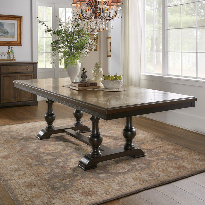 Homelegance 5703-104 7 pc Darby home co stonington charcoal brown finish wood dining table set
