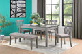 Armhurst Gray Finish Wood Fabric Padded Seats Dining Table Set – 5706GY-60