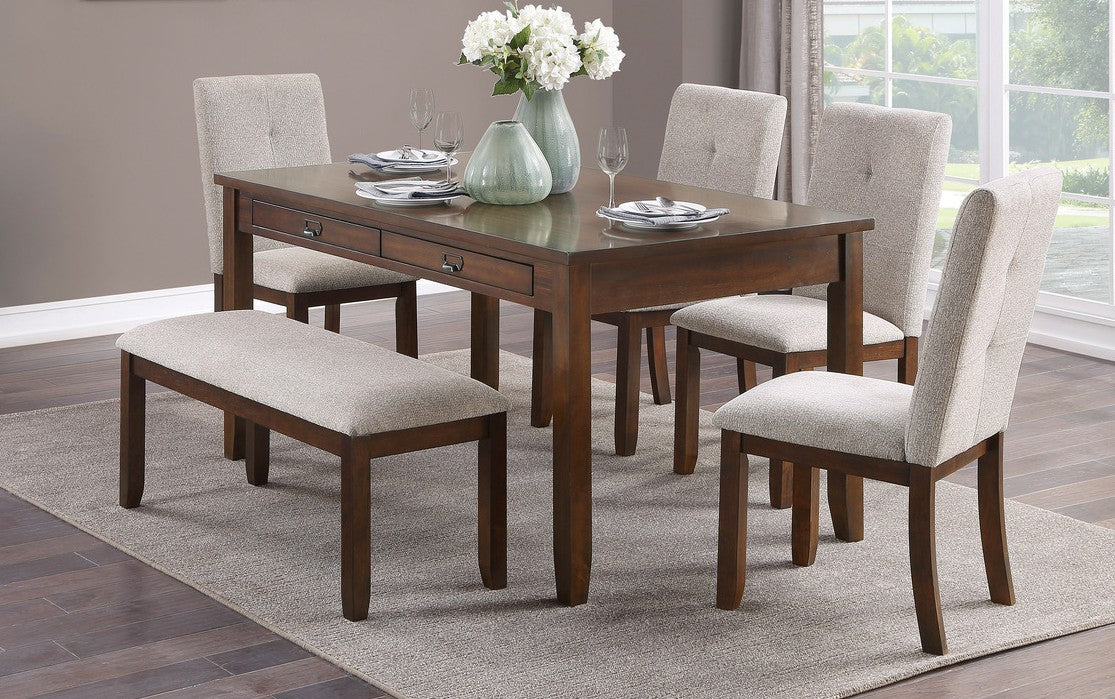 Homelegance 5710-60-6PC 6 pc Canora grey binghampton dark cherry finish wood dining table set with bench