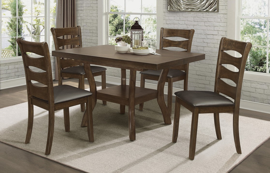 Homelegance 5712-54-5PC 5 pc Canora grey Darla brown finish wood butterfly leaf dining table set