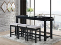 5713BK 4 pc Topline baresford black finish wood padded seats counter height dining table set