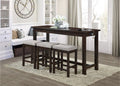 5713ES 4 pc Topline baresford espresso finish wood padded seats counter height dining table set