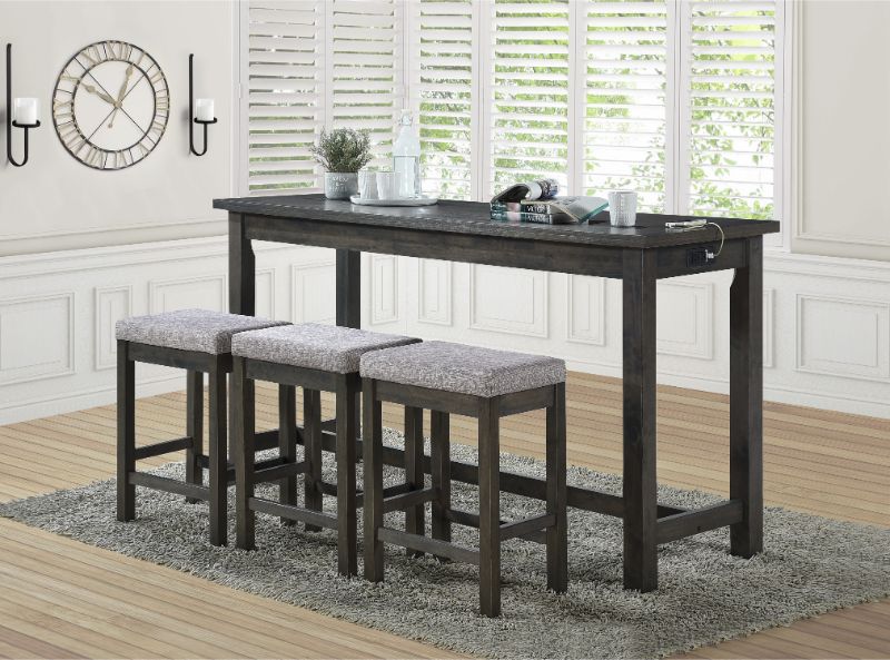 5713GY 4 pc Topline baresford grey finish wood padded seats counter height dining table set