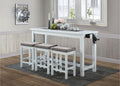 Baresford White Finish Wood Padded Seats Counter Height Dining Table Set – 5713WT