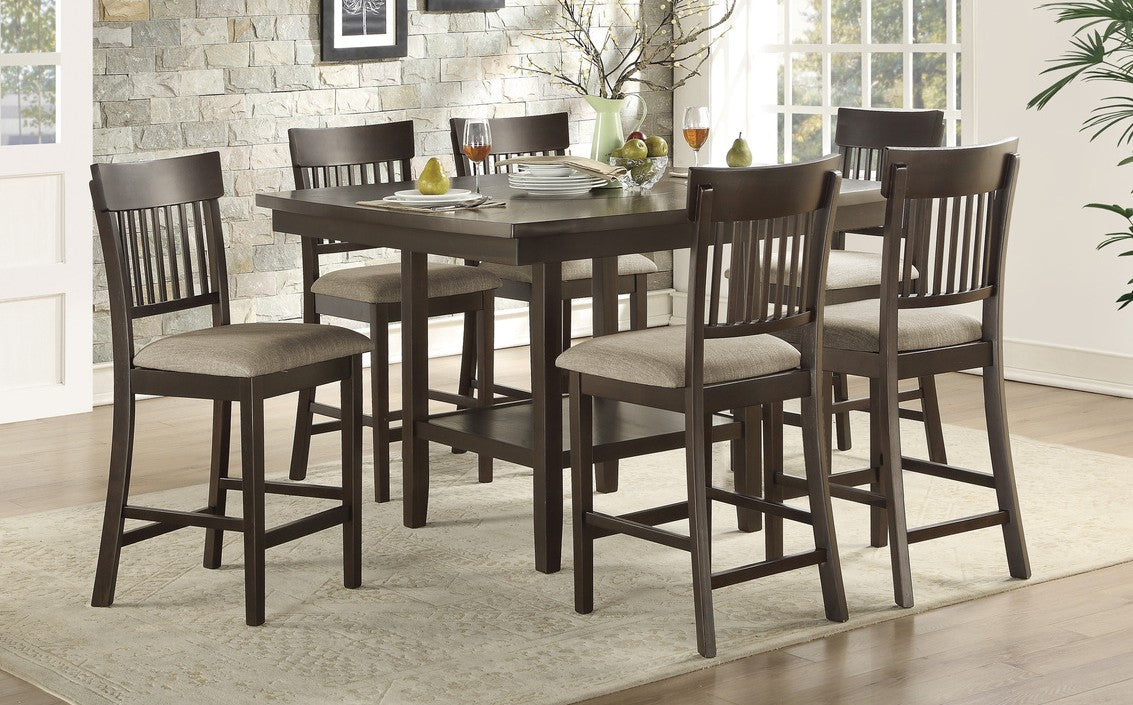 Homelegance 5716-36-S1-7PC 7 pc Darby home co Balin dark brown finish wood counter height dining table set