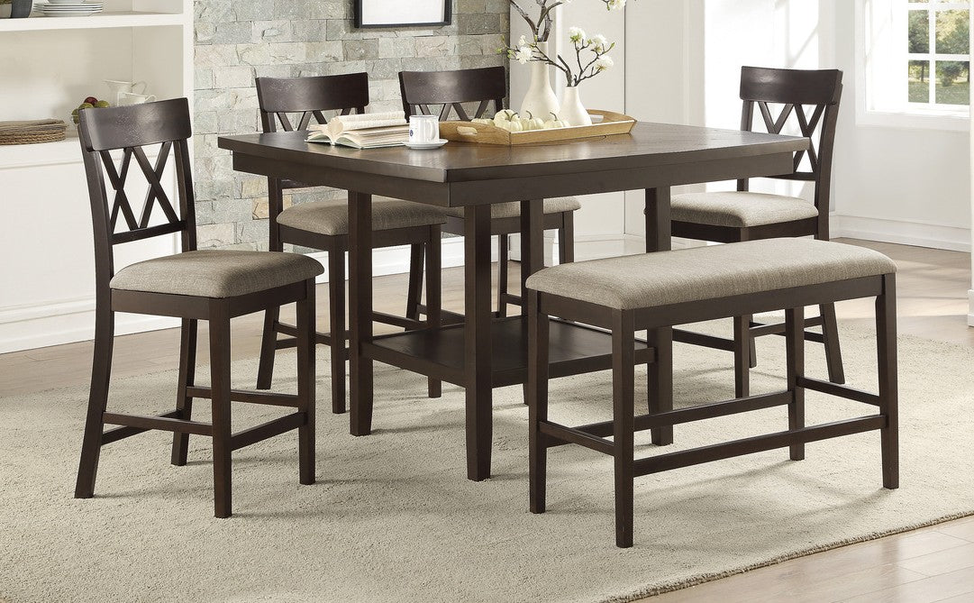 Homelegance 5716-36-S2-6PC 6 pc Darby home co Balin dark brown finish wood counter height dining table set with bench