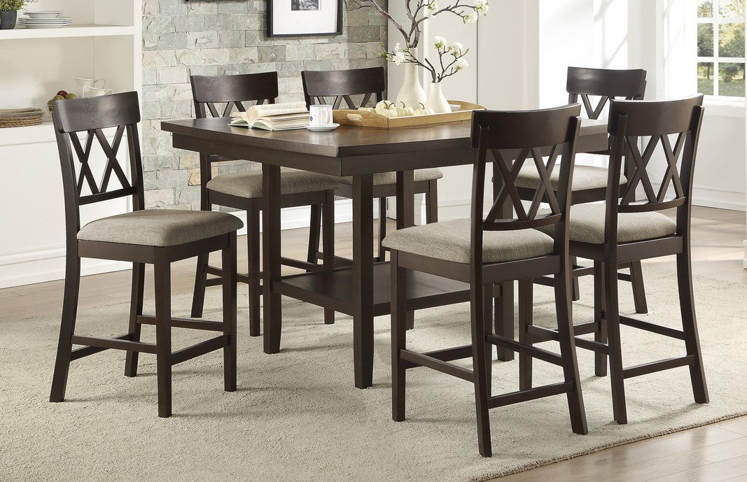 Homelegance 5716-36-S2-7PC 7 pc Darby home co Balin dark brown finish wood counter height dining table set