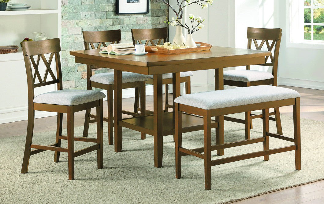 Homelegance 5716RFAK-36-S2-6PC 6 pc Darby home co Balin light oak finish wood counter height dining table set with bench