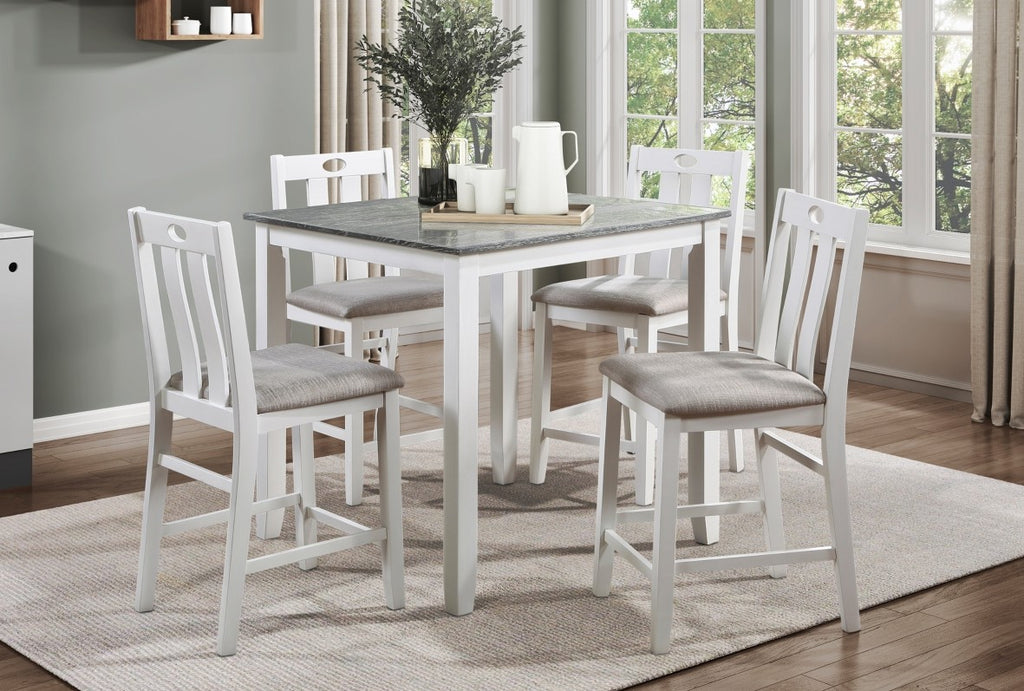 Homelegance 5744WH-36 5 pc Lowell two tone weathered grey and white finish wood counter height dining table set