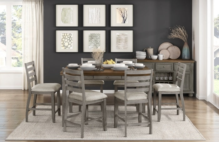 Homelegance 5761GY-36-7PC 7 pc Tigard cherry and grey finish wood counter height dining table set