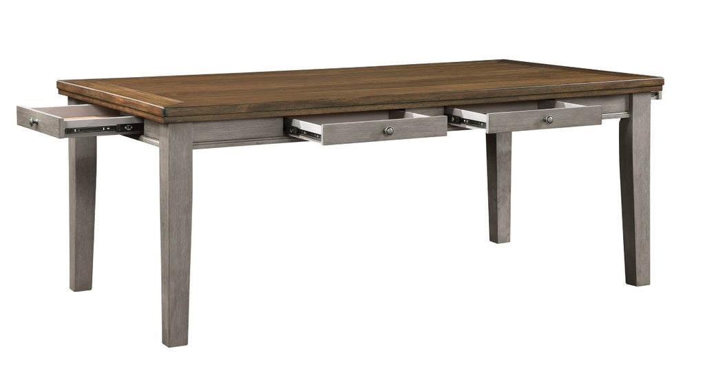 Homelegance 5761-78GY 7 pc Darby home co Tigard two tone cherry and grey finish wood dining table set