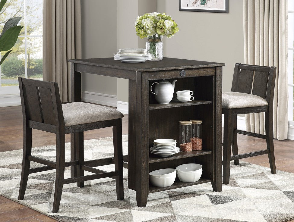 Homelegance 5773DC-32 3 pc Canora grey daye dark cherry finish wood counter height dining table set with shelf