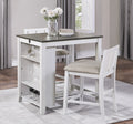 Homelegance 5773WH-32 3 pc Canora grey daye white and grey finish wood counter height dining table set with shelf