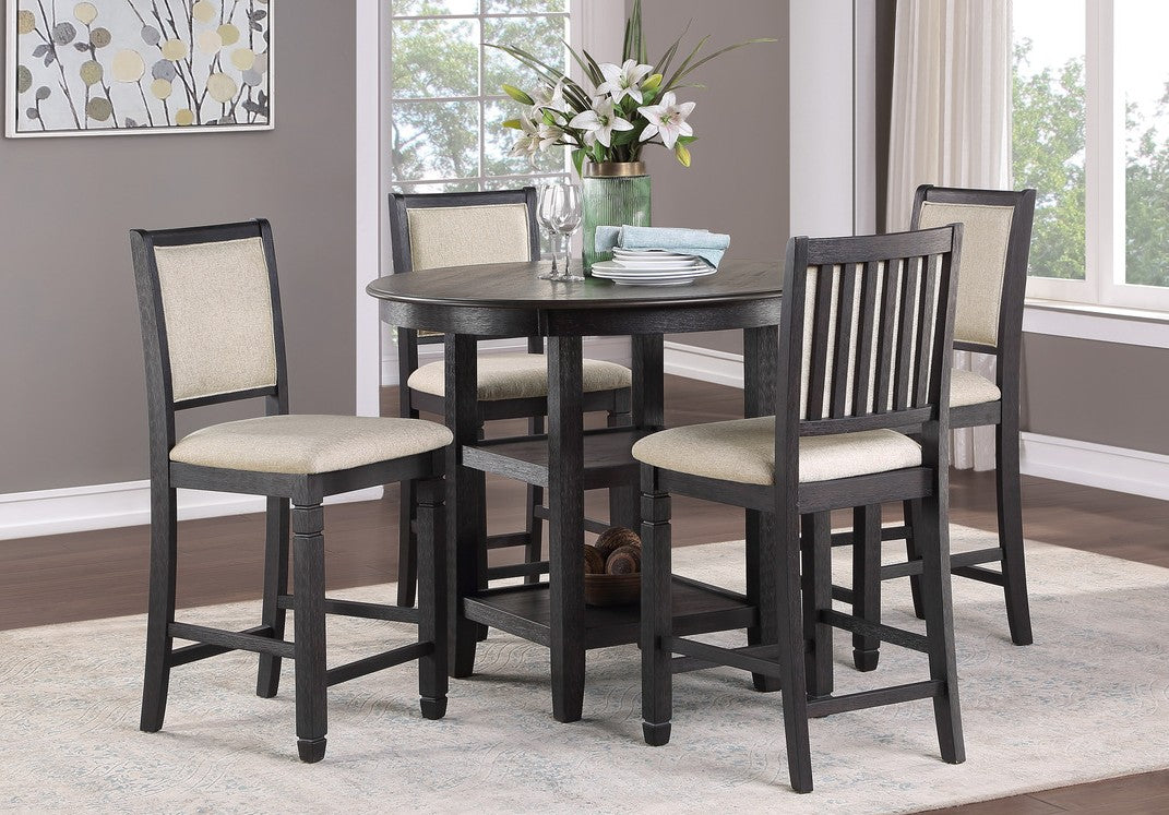 Homelegance 5800BK-36 5 pc Canora grey asher brown and black finish wood 42" round counter height dining table set