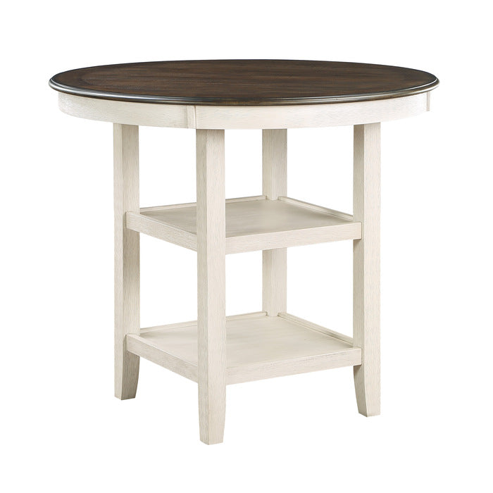 Homelegance 5800WH-36-Table Canora grey asher brown and antique white finish wood 42" round counter height dining table