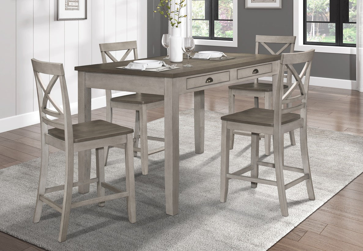 Homelegance 5803RF-36 5 pc August grove brightleaf two tone brown and light gray counter height dining table set