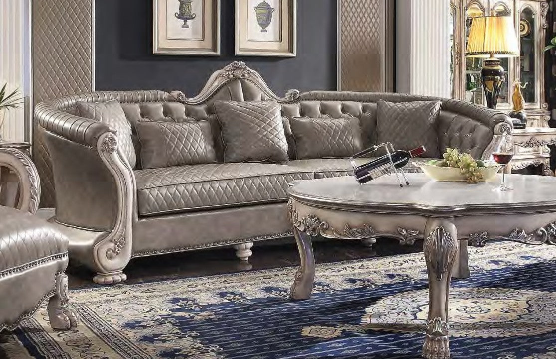 Acme 58170 Astoria Grand mckenzie dresden vintage bone white finish wood carved accents 113" sofa