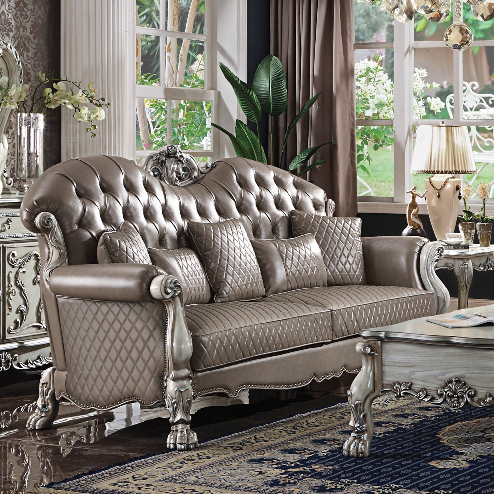Acme 58175-76 Rosdorf park grand dresden bone white finish wood carved accents sofa and love seat set