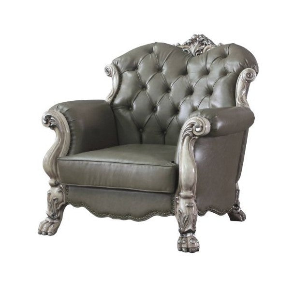 Acme 58177 Rosdorf park grand dresden bone white finish wood carved accents oversized accent chair