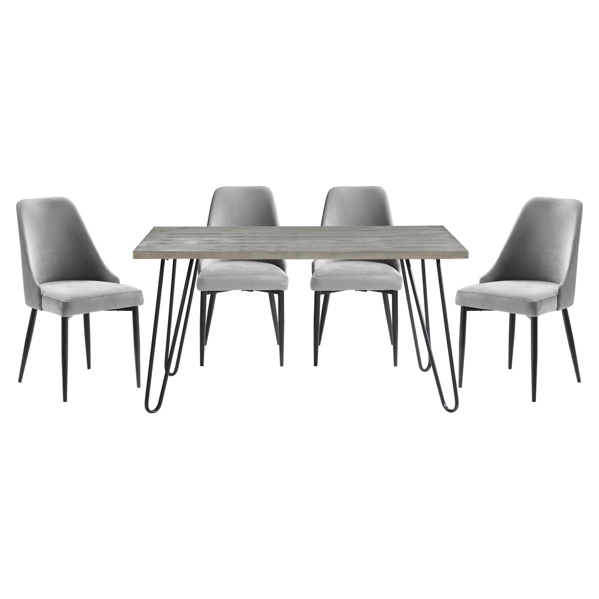 Homelegance 5817-60-5GY 5 pc Keene light gray driftwood wood mid-century modern dining table set grey chairs