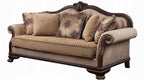 Acme 58265-66 Astoria Grand Chateau de ville tan and brown fabric espresso finish wood sofa and love seat set