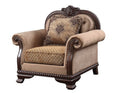 Acme 58267 Astoria Grand Chateau de ville tan and brown fabric espresso finish wood oversized accent chair