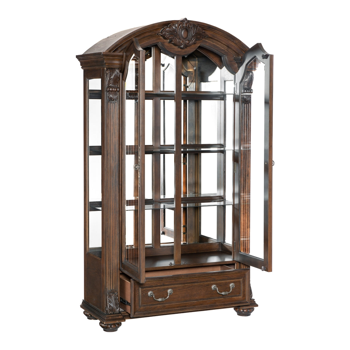 Homelegance 5829-44 Astoria grand bergen dark oak finish wood curio cabinet