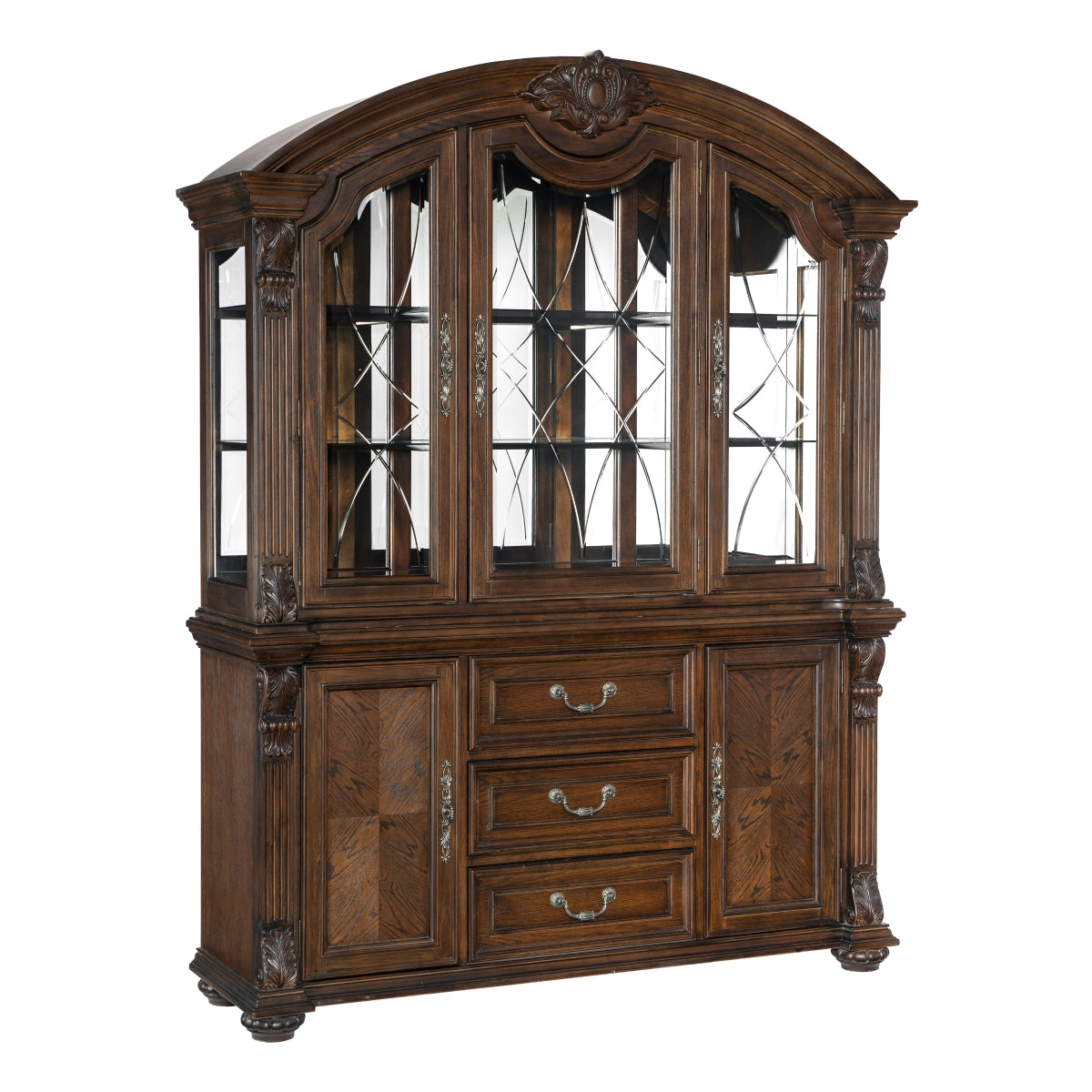 Homelegance 5829-50 Astoria grand bergen dark oak finish wood curio cabinet hutch and buffet