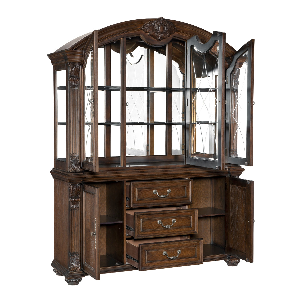 Homelegance 5829-50 Astoria grand bergen dark oak finish wood curio cabinet hutch and buffet
